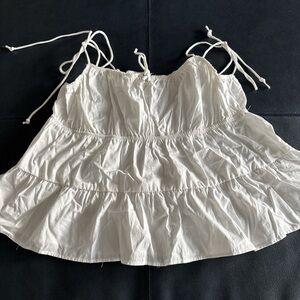 H&M Women’s White Ruffle Babydoll Top